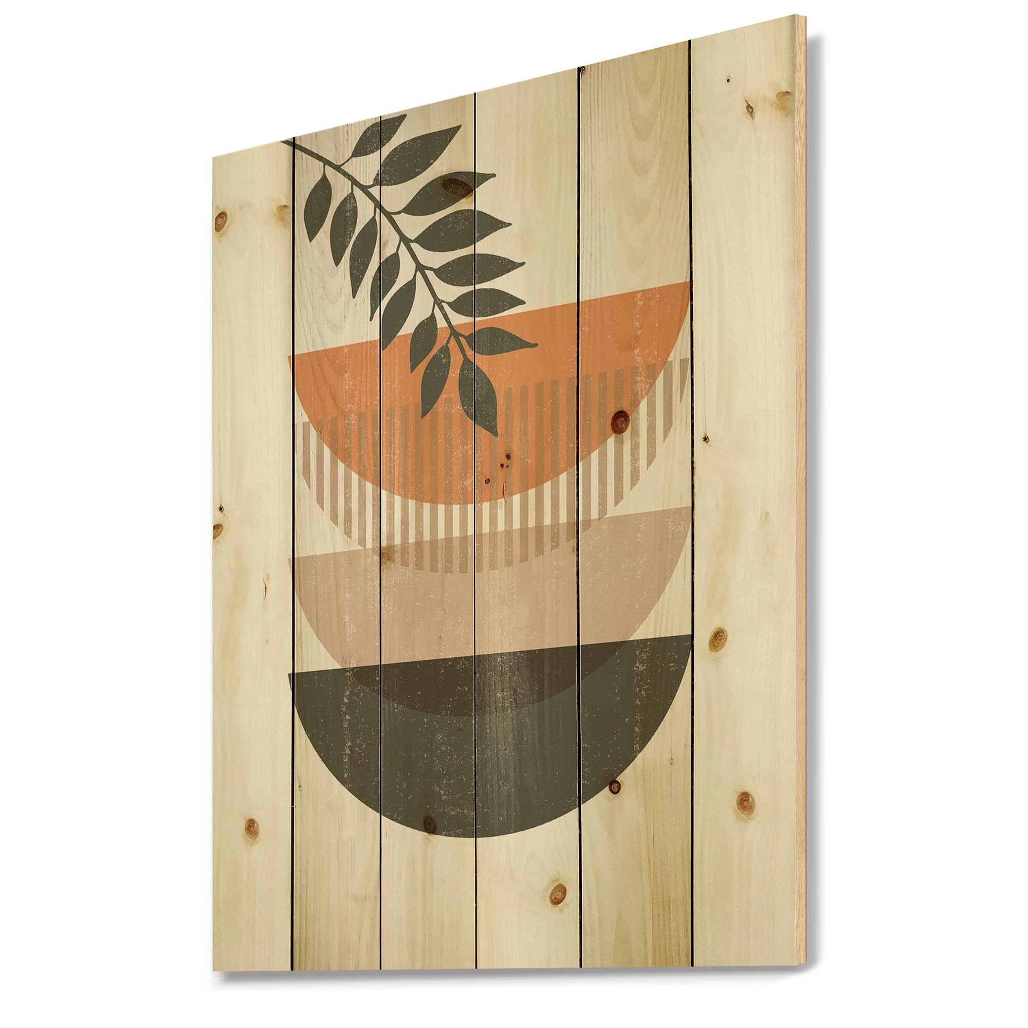 Designart - Abstract Geometrical Sun and Moon With Leaf II